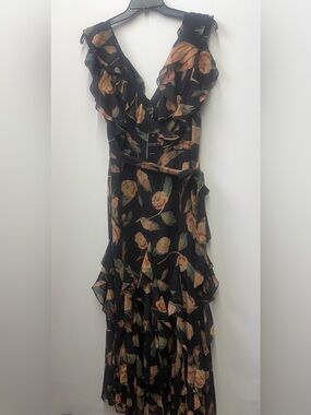 Lauren Ralph Lauren Black Maxi Dress with Peach Floral